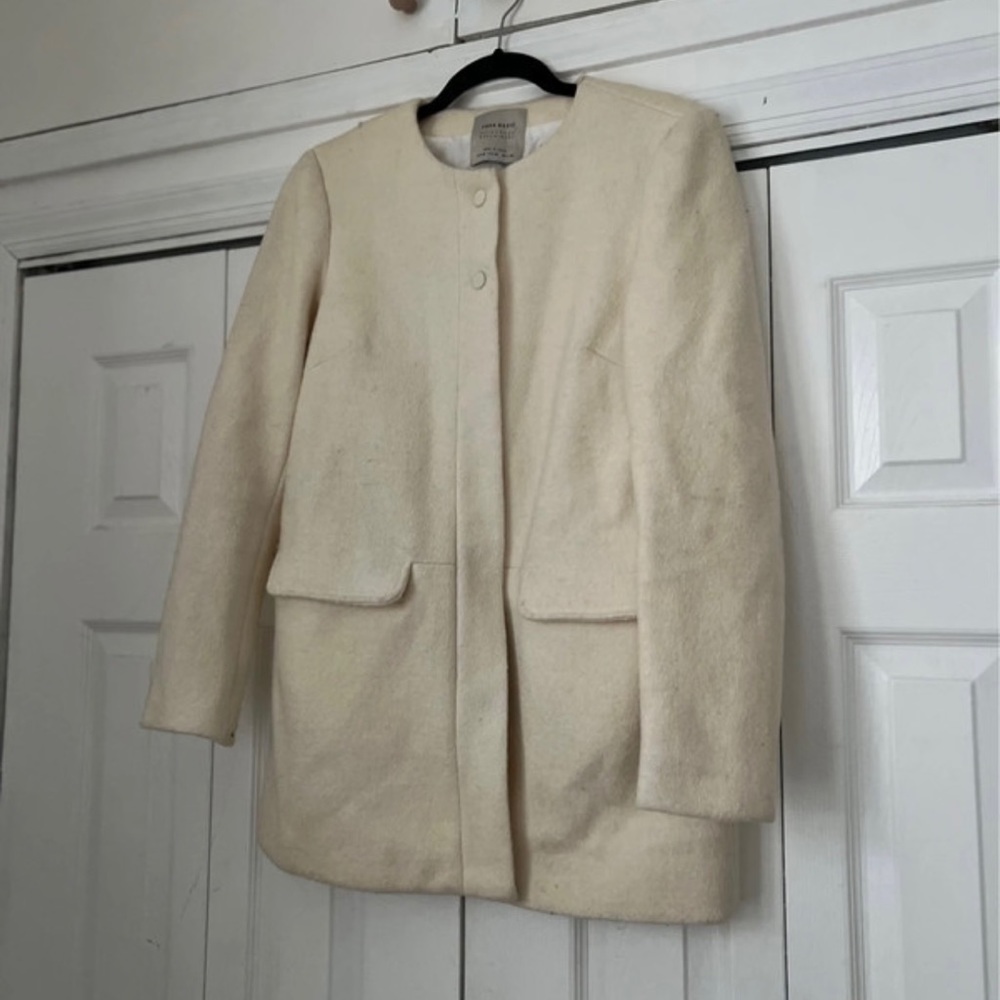 Zara white coat | White winter coat with buttons